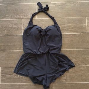 Black romper style swimsuit